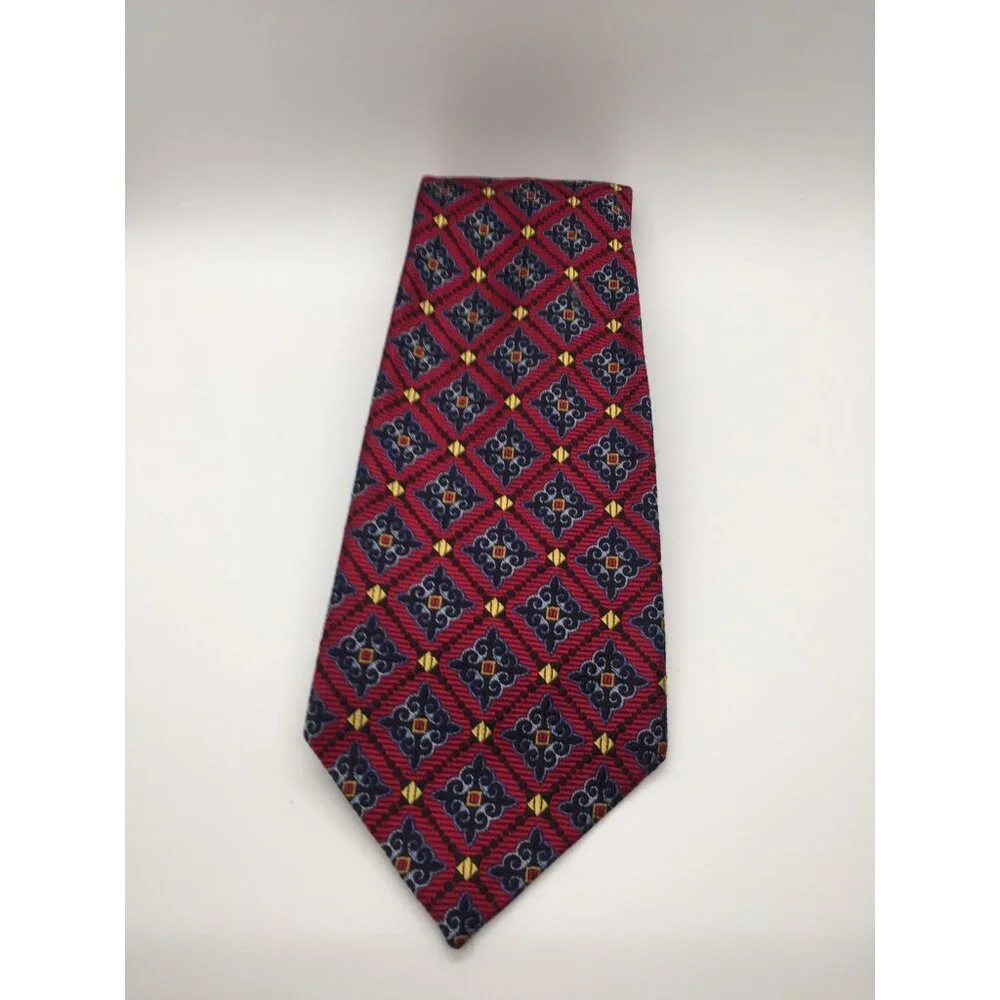 Robert Talbott Best of Class for Nordstrom 100% Silk Tie Red Blue Gold 58” x 4” - Picture 8 of 14